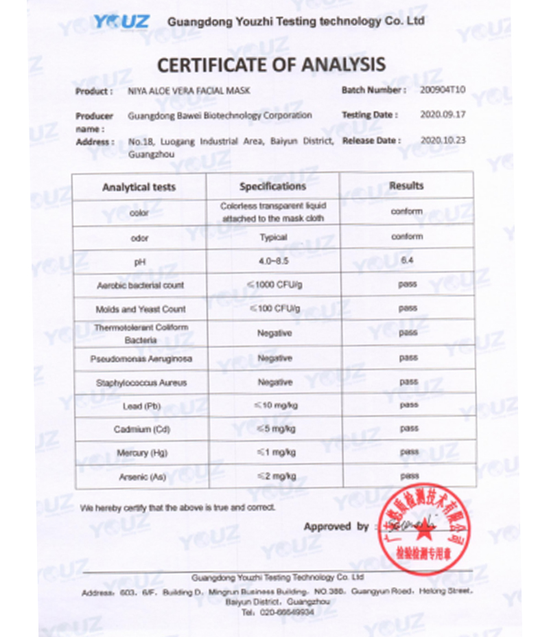 COA of Raw Material